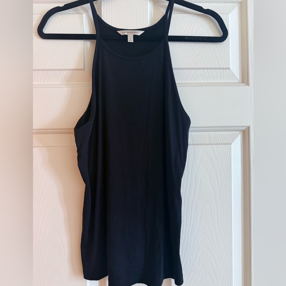 Banana Republic Eloise Ribbed Cotton Tank — Black, Size M, NWOT
